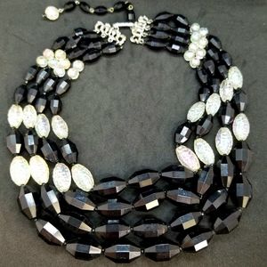 Hobé jet/aurora borealis multi-strand necklace